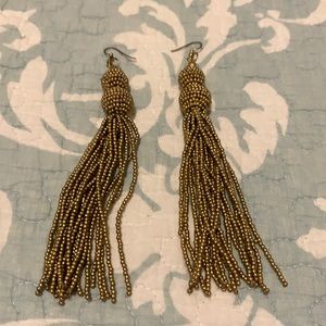 Gold beaded dangle earrings